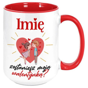 Kubek Duży RED Na WALENTYNKI Be Mine Imię Wzory