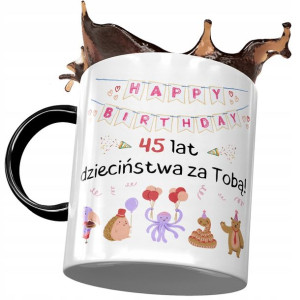 Kubek Czarny na Urodziny 45 45te 45-te Prezent