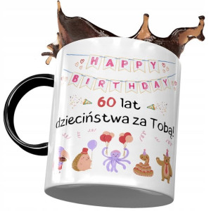 Kubek Czarny na Urodziny 60 60te 60-te Prezent