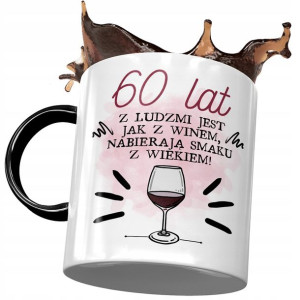 Kubek Czarny na Urodziny 60 60te 60-te Prezent
