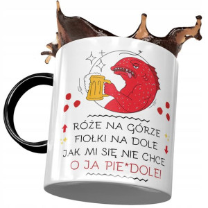 Kubek Czarny Śmieszny Róże Na Górze Prezent
