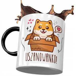 Kubek Czarny Śmieszny Zabawny Uszanowanko