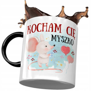 Kubek Czarny z Myszą Myszką Słodki na Prezent