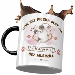 Kubek Czarny z Pieskiem Psem Słodki na Prezent