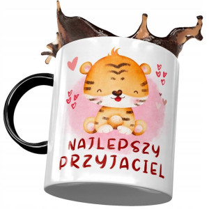 Kubek Czarny z Tygryskiem Tygrysem Słodki Prezent