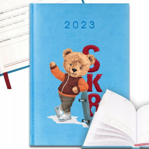 KALENDARZ Planer Błękit A5 2023 TEDDY Skater Wzory