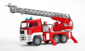 BRUDER 02771 MAN pożarniczy z drabiną pompą i sygnalizacją