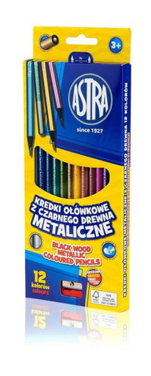 Kredki Astra ołówkowe metaliczne 12 kolorów