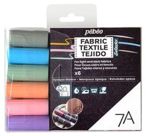 Pisaki do tkanin, kryjące Pebeo pastelowe 6szt