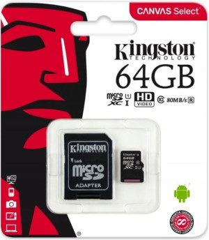 Karta Microsd Kingston 64 Gb Class 10 + Adapter