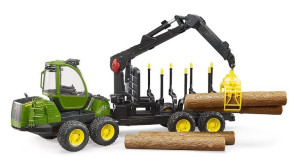BRUDEER 02133 Ładowacz John Deere 1210E z chwytakiem i 4 pniami drzewa