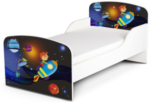 Łóżko dziecięce z materacem 140/70 cm - RAKIETA KOSMICZNA