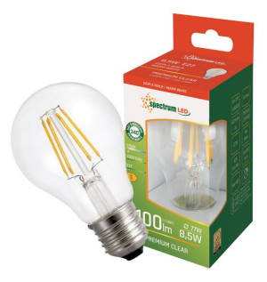 Żarówka LED E27 8,5W GLS COG barwa ciepła przezroczysta WOJ14595 SPECTRUM