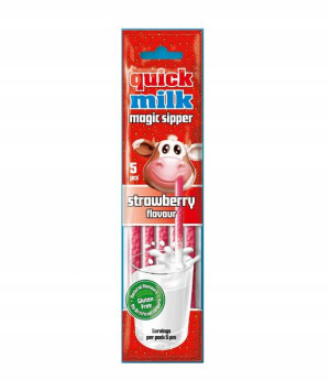Quick Milk Słomki Do Mleka TRUSKAWKA 5szt x 6g