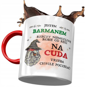 Kubek Czerwony Dla Barmana Trzeba Chwilę Poczekać