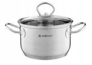 Ambition Acero Garnek Ze Szklaną Pokrywą 16cm 2,1l