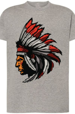 Indianin Męski Modny T-shirt Nadruk Rozm.S