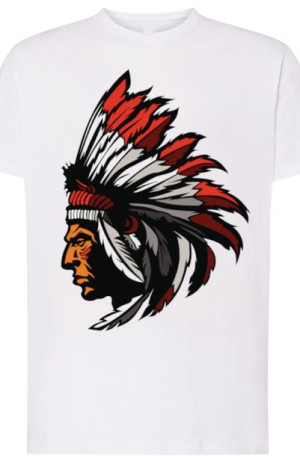 Indianin Męski Modny T-shirt Nadruk Rozm.XS