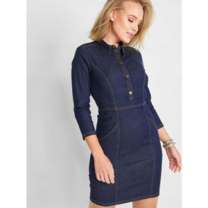 Bonprix Jeansowa Ołówkowa Sukienka Kołnierzyk Szmizjerka 46-48 938548