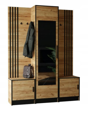 Garderoba DIOR PLUS 16 z siedziskiem lamele lustro