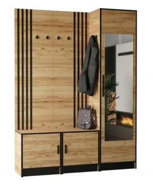 Garderoba DIOR PLUS 20 z siedziskiem lamele lustro