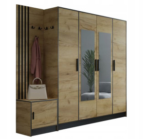 Garderoba DIOR PLUS 15 z siedziskiem lamele lustro