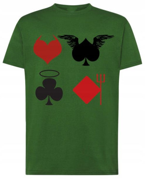 Karty Kolory Poker T-shirt Modny Nadruk Rozm.L