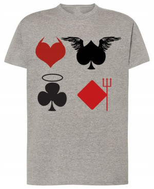 Karty Kolory Poker T-shirt Modny Nadruk Rozm.S