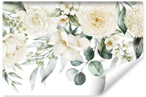 Fototapeta Do Salonu RÓŻE Peonie Kwiaty Piwonie Akwarela 450cm x 300cm