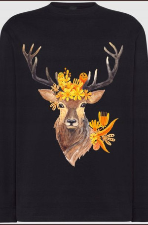 Kolorowy Jeleń Męski Longsleeve Modny Rozm.4XL