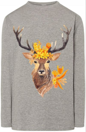 Kolorowy Jeleń Męski Longsleeve Modny Rozm.M