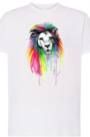 Kolorowy Lew Piękny T-shirt Męski Nadruk Rozm.M