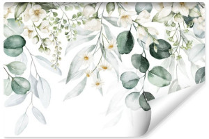 Fototapeta Ścienna Do Salonu Natura LIŚCIE Akwarela Rośliny 315cm x 210cm