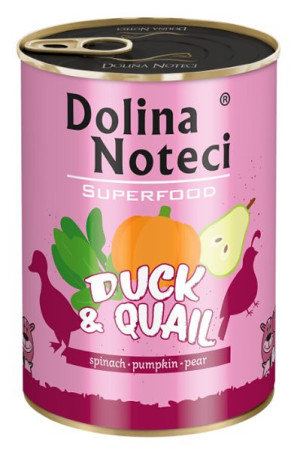 MOKRA KARMA DLA PSA Kaczka z przepiórką DOLINA NOTECI SUPERFOOD 400g
