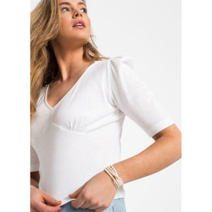 Bonprix Prążkowana Bluzka Z Bufiastymi Rękawami 48-50 926512