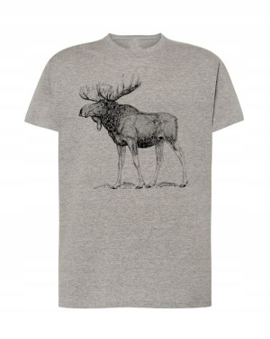 KOSZULKA T-shirt Zwierzęta NADRUK DUŻY ŁOŚ Rozm S