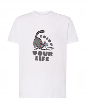 Kot Koteł Enjoy Your Life T-shirt Męski Rozm.S