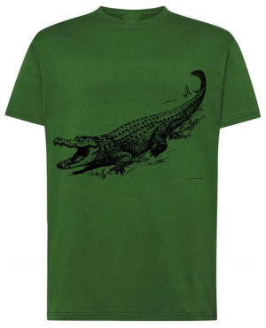 Krokodyl Męski Modny T-shirt Lato Nadruk Rozm.3XL