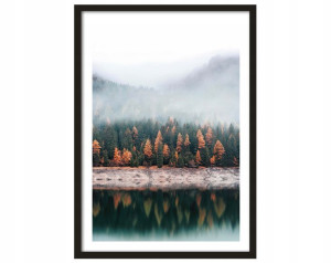 Obraz Plakat W RAMIE Jezioro Mgła Krajobraz 40x50
