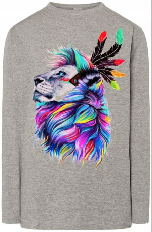 Lew Kolorowy Męski Modny Longsleeve Rozm.3XL