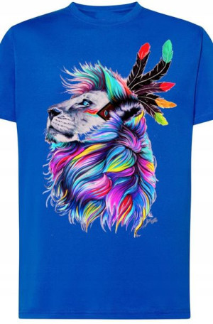 Lew Piękny Modny T-shirt Lato Męski Nadruk r.4XL