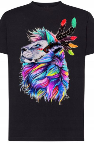 Lew Piękny Modny T-shirt Lato Męski Nadruk r.M