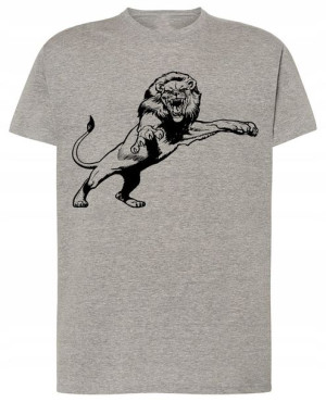 Lew T-shirt Męski Modny Lato Szkic Rozm.M