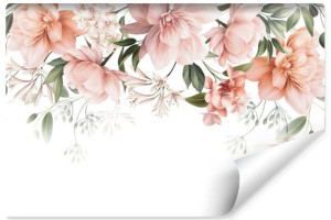 Fototapeta Do Sypialni Różowe KWIATY Natura Rośliny Liście 180cm x 120cm