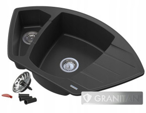Zlew Granitowy Narożny Granit Syfon Klik Impregnat