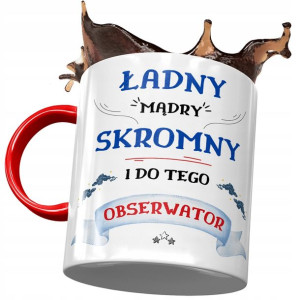 Kubek Czerwony Dla Obserwatora Ładny Mądry Skromny