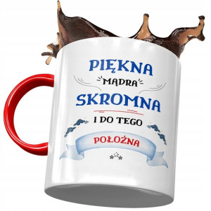 Kubek Czerwony Dla Położnej Piękna Mądra Skromna