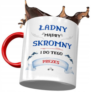 Kubek Czerwony Dla Prezesa Ładny Mądry Skromny