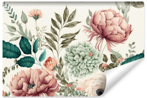 Fototapeta Do Salonu Kolorowe Pąki KWIATÓW Natura Abstrakcja 315cm x 210cm