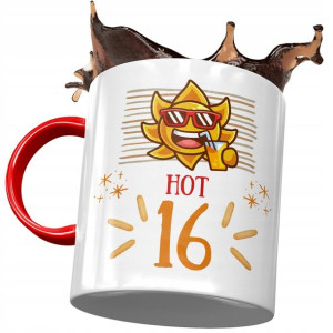 Kubek Czerwony na Urodziny 16 16ste 16-ste Prezent